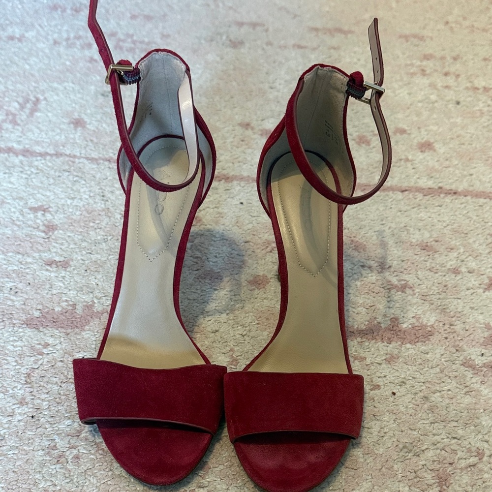 Elegant Red Women's Ankle Strap Heels